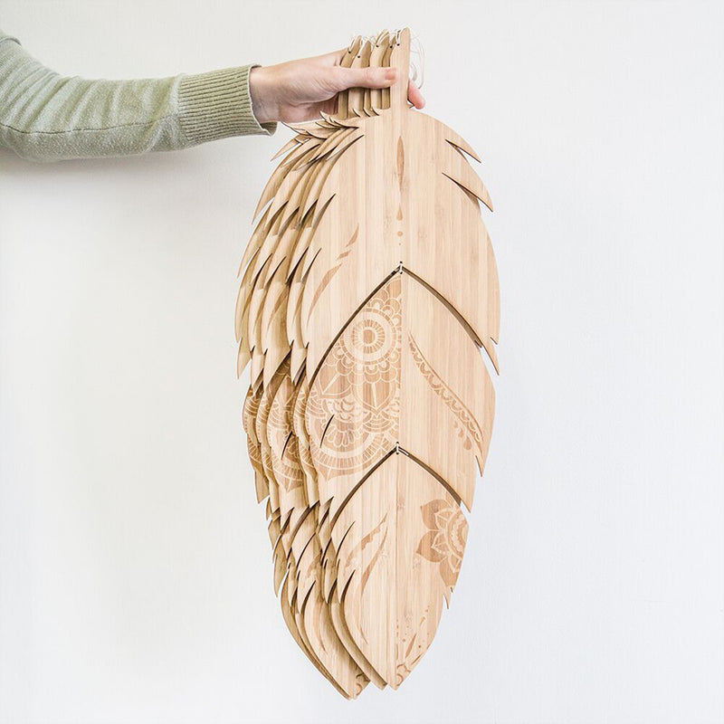 Medium Mandala Feather - Etched